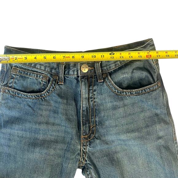 Wrangler 20X Premium Denim Jeans Medium Wash Straight Leg Leather Patch 34x22 - Picture 5 of 10